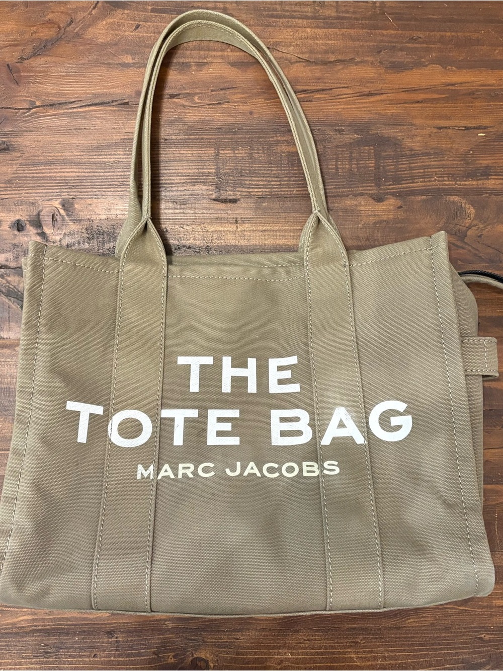 Marc Jacobs Olive Green 'The Tote Bag' Canvas Tote with White Logo - Picture 2 of 6